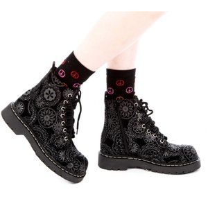 T.U.K. Velvet Gothic Flower Doily Boot